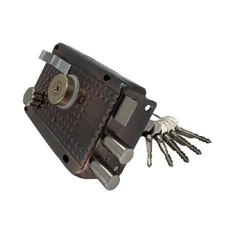 工厂定制十字铁包铝锁芯带尾锁麻点三保锁插芯锁拉手锁美式风格