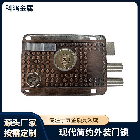 工厂定制古铜十字铁包铝锁芯带尾锁印花麻点三保锁插芯锁拉手锁