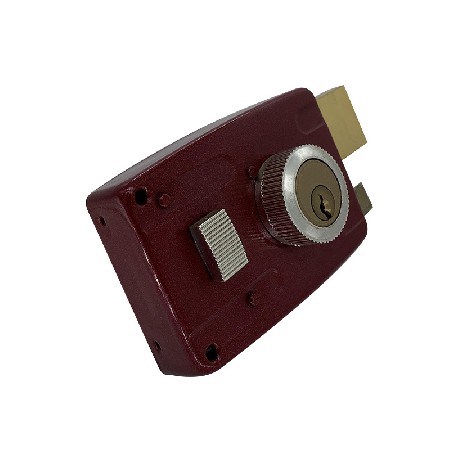 101外装锁喷塑红色旋钮款1.0MM厚机械自动锁插芯锁铁门锁室外门锁