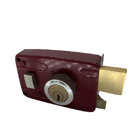 101外装锁喷塑红色旋钮款1.0MM厚机械自动锁插芯锁铁门锁室外门锁