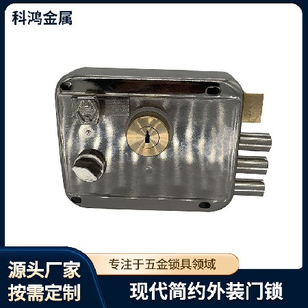 中东贸易门锁 三圆柱外装锁 拉丝电镀 三面一字锁匙防盗门锁批发