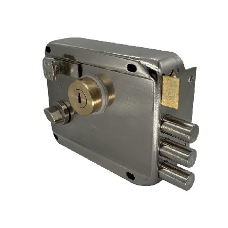 中东贸易门锁 三圆柱外装锁 拉丝电镀 三面一字锁匙防盗门锁批发