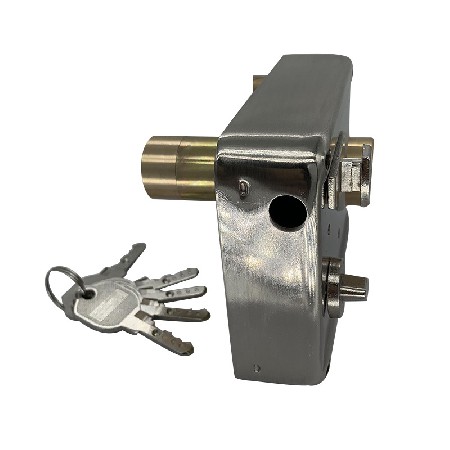 中东贸易门锁 三圆柱外装锁 拉丝电镀 三面一字锁匙防盗门锁批发