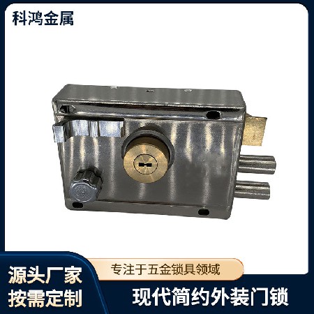 门锁铁双钩舌 黑色烤漆哑光处理 大门锁2.0厚插芯锁美式门锁批发