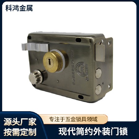 一字电镀古铜青古等机械锁青古电镀金属铁制外装锁现代门锁室外锁