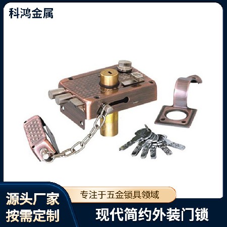户外门锁精美电镀连体外装铁门古铜锁机械锁通用门锁室外锁批发