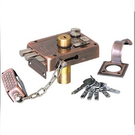 户外门锁精美电镀连体外装铁门古铜锁机械锁通用门锁室外锁批发