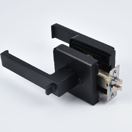 锌合金室内门锁卧室执手锁房门锁轻音简约门锁黑色执手锁锁具批发