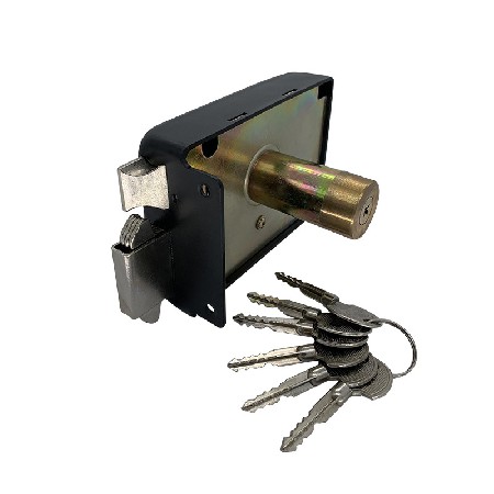 门锁铁双钩舌黑色烤漆哑光处理大门锁2.0厚室外门锁 插芯锁批发