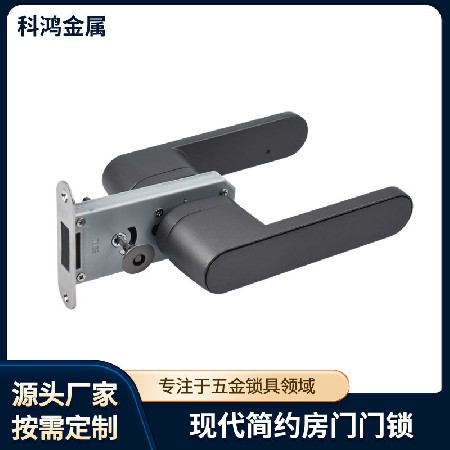 机械门锁简约美式黑色锌合金家用通用型把手入户电镀执手锁批发