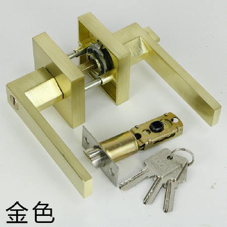 美式门锁方形黑色房门锁北欧执手单舌锁家用轻音卧室卫生间通用型