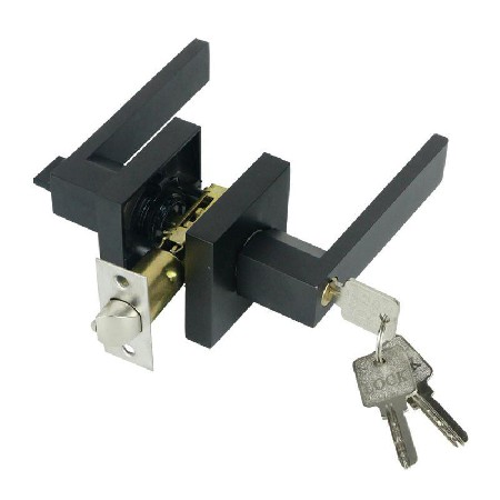 美式门锁方形黑色房门锁北欧执手单舌锁家用轻音卧室卫生间通用型