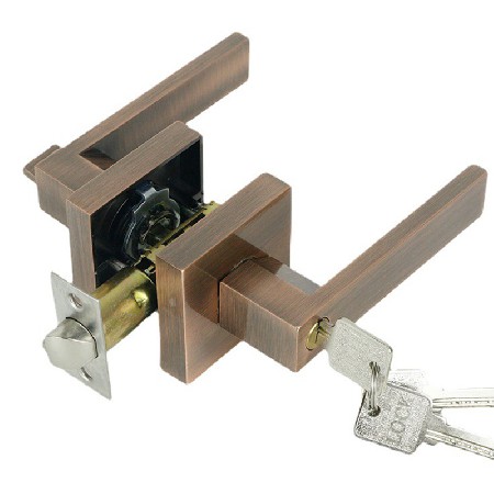 房间门锁美式门锁三杆执手锁房门锁单舌执手锁卧室房卫生间三杆式