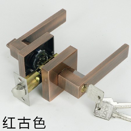 房间门锁美式门锁三杆执手锁房门锁单舌执手锁卧室房卫生间三杆式